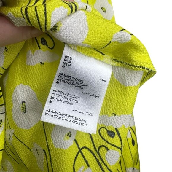 |EUC| BAR III Yellow Floral Peplum Sleeve Blouse - Picture 6 of 6